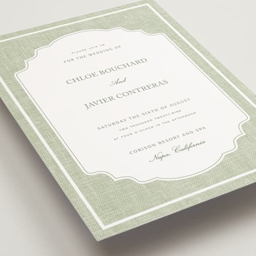 This is a garden petite wedding invitations with standard by Kelly Schmidt called summer linen printing on signature in petite