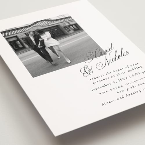 This is a noir slate petite wedding invitations with standard by Ana de Sousa called written with love printing on signature in petite