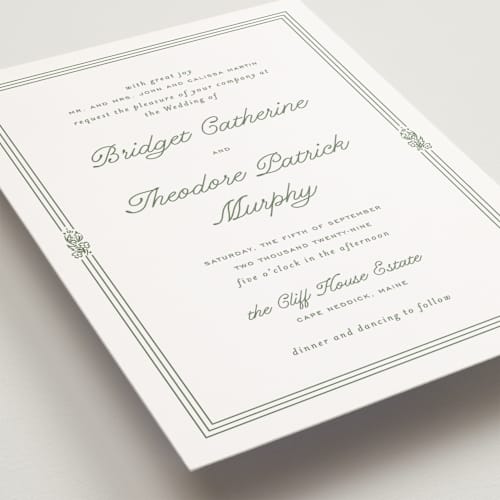 This is a leaf petite wedding invitations with standard by Kate Ahn called court printing on signature in petite