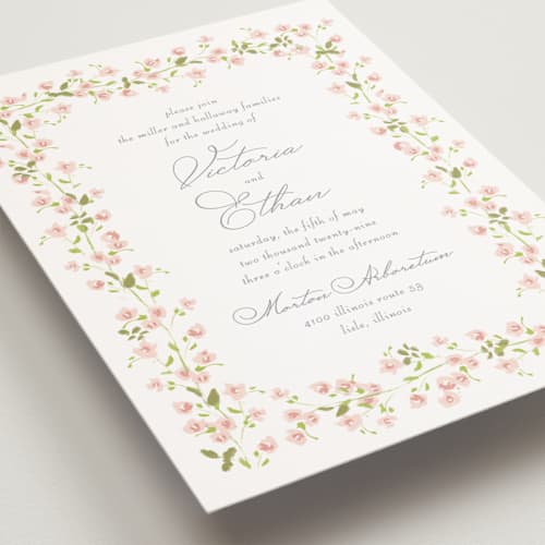 This is a peony petite wedding invitations with standard by Baumbirdy called rosebud printing on signature in petite