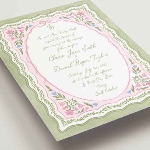 This is a garden petite wedding invitations with standard by Creo Study called folk garden printing on signature in petite
