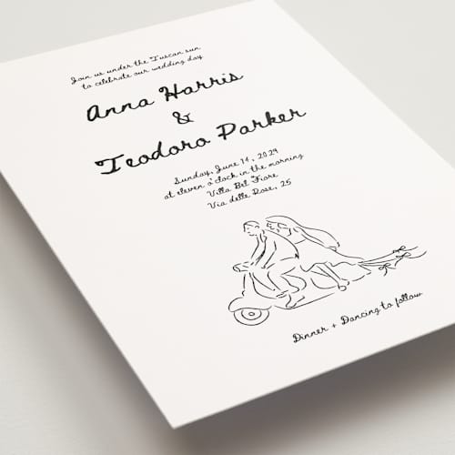 This is a nero petite wedding invitations with standard by Helena Vitto called amore mio printing on signature in petite