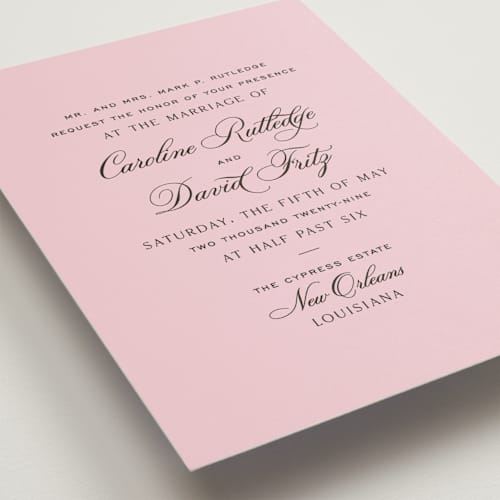 This is a peony petite wedding invitations with standard by Megan Davis called nola printing on signature in petite