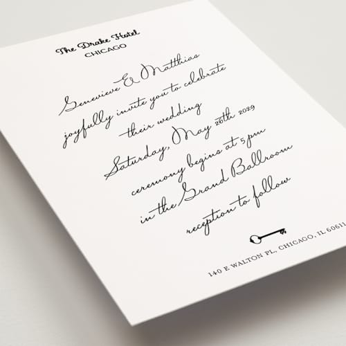 This is a ivory petite wedding invitations with standard by Studio Suku called hotel printing on signature in petite