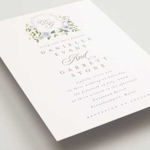 This is a sky petite wedding invitations with standard by Everett Paper Goods called ocean point printing on signature in petite