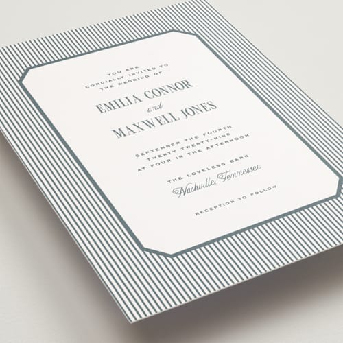 This is a capri petite wedding invitations with standard by Emily Betts called modern stripes printing on signature in petite