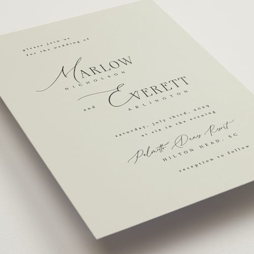 This is a spring petite wedding invitations with standard by Kelly Schmidt called scripted initials printing on signature in petite