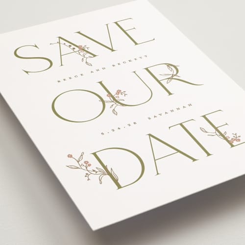 This is a ivy petite save the dates with standard by Susan Zinader called endless summer printing on signature in petite