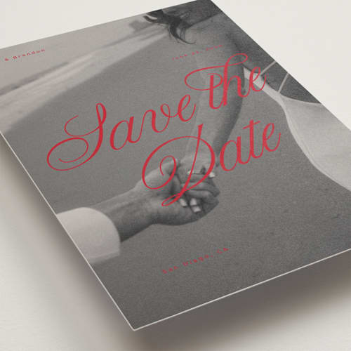 This is a crimson save the date postcards with standard by Vera Lim called poster. printing on signature in postcard