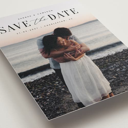 This is a ink save the date postcards with standard by Zani van Zyl called danielle printing on signature in postcard