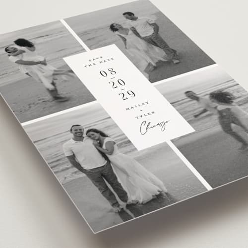 This is a snow save the date postcards with standard by Michelle Taylor called focused printing on signature in postcard