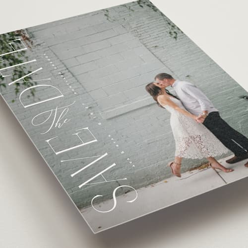 This is a quartz save the date postcards with standard by Kristie Kern called aside printing on signature in postcard