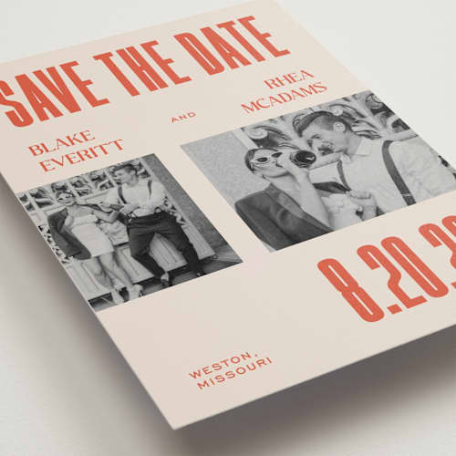 This is a sunset save the date postcards with standard by Rachel Cassel called poster printing on signature in postcard