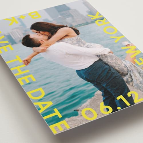 This is a sunflower save the date postcards with standard by Lori Wemple called type printing on signature in postcard