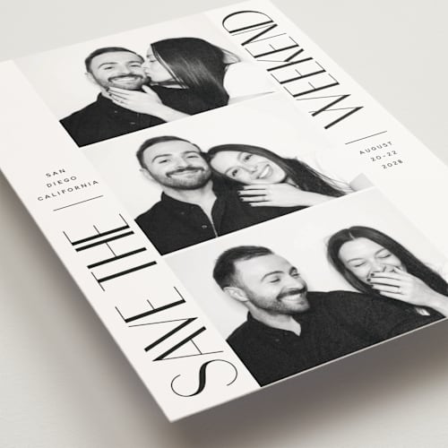 This is a ink save the date postcards with standard by Hudson meet Rose called snapshot printing on signature in postcard