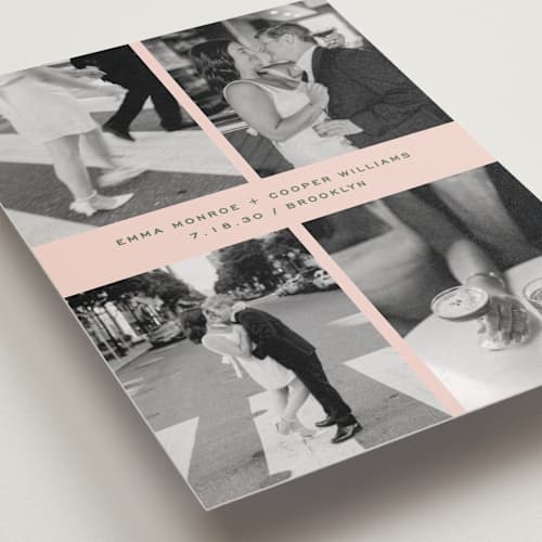 This is a pink grapefruit save the date postcards with standard by Kristie Kern called toast printing on signature in postcard