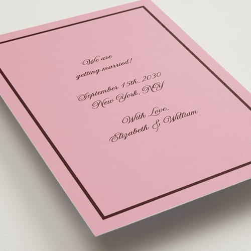 This is a pink moon save the date postcards with standard by Helena Vitto called angelene printing on signature in postcard