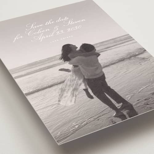 This is a ice save the date postcards with standard by chocomocacino called wakayu printing on signature in postcard