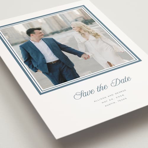 This is a winterberry save the date postcards with standard by Blustery August called lauren printing on signature in postcard