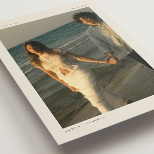 This is a latte save the date postcards with standard by Leah Bisch called simplicity printing on signature in postcard