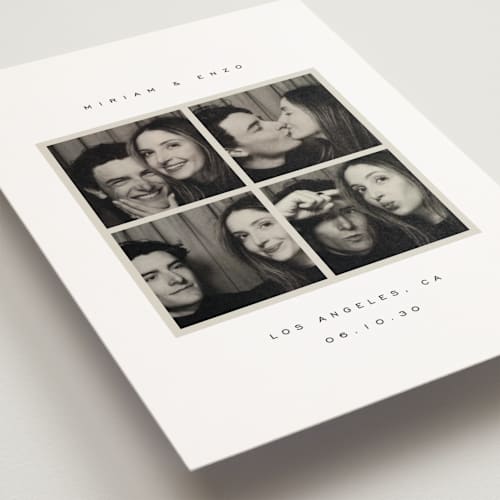 This is a powder save the date postcards with standard by Emily Sabol Goss called snapped moments printing on signature in postcard