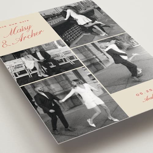This is a maraschino save the date postcards with standard by Alexandra Cohn called galleria printing on signature in postcard