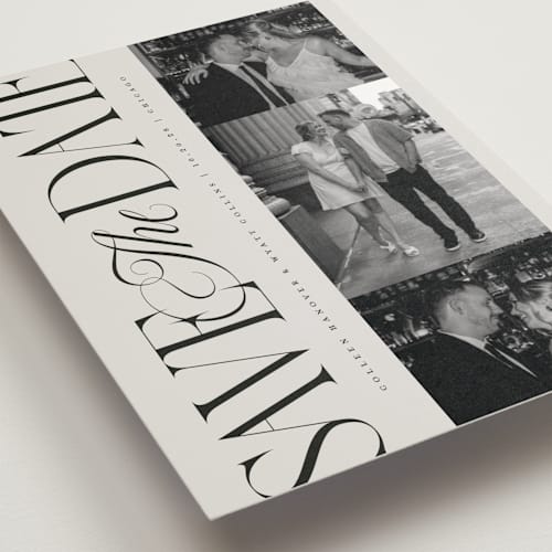 This is a stone save the date postcards with standard by Laura Hankins called sideline printing on signature in postcard