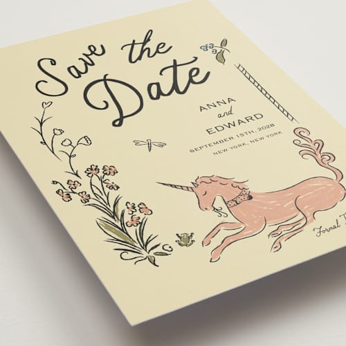 This is a oat save the date postcards with standard by Helena Vitto called love rests in a garden printing on signature in postcard