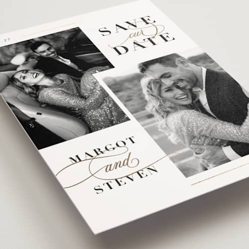 This is a cloud save the date postcards with foil pressed by Ashlee Townsend called double up printing on signature in postcard