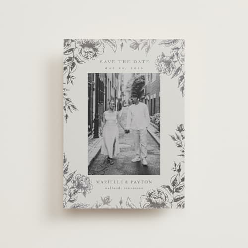 This is a steel petite save the dates with foil pressed by Chris Griffith called wildflower date printing on recycled smooth signature in petite