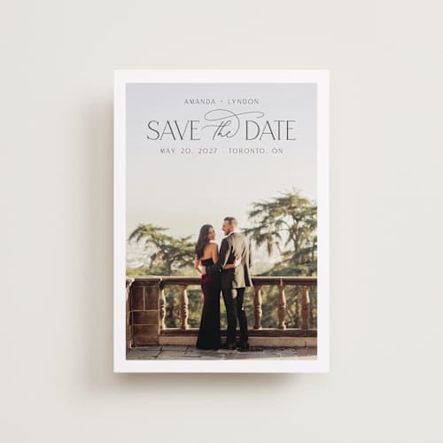 This is a cloud petite save the dates with standard by Nicole Walsh called flourish printing on recycled smooth signature in petite