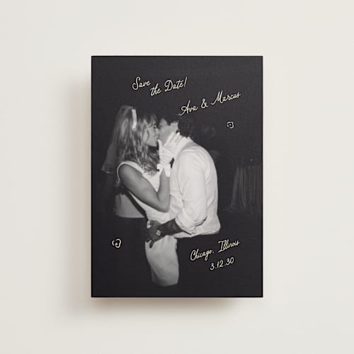 This is a oat petite save the dates with standard by Helena Vitto called love rests in a garden printing on recycled smooth signature in petite