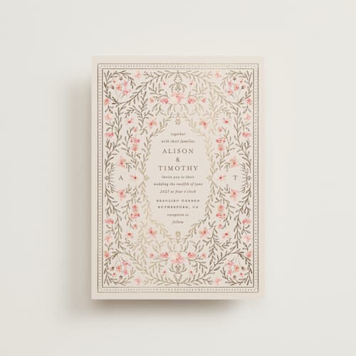 This is a versailles petite wedding invitations with foil pressed by Claudia Orengo called victorian printing on signature in petite