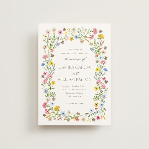 This is a garden petite wedding invitations with foil pressed by Yaling Hou Suzuki called bright garden printing on signature in petite
