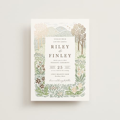 This is a forest petite wedding invitations with foil pressed by Paper Sun Studio called in the country printing on signature in petite