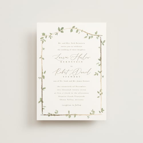 This is a ivy petite wedding invitations with foil pressed by Everett Paper Goods called canopy printing on signature in petite