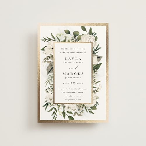 This is a vanilla petite wedding invitations with foil pressed by Susan Moyal called classic love printing on signature in petite