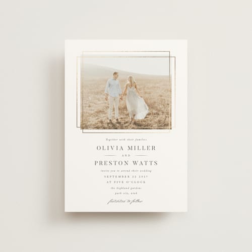 This is a opal petite wedding invitations with foil pressed by Robert and Stella called regent printing on signature in petite