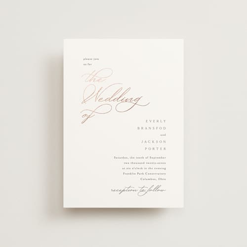 This is a snow petite wedding invitations with foil pressed by Kaydi Bishop called eternal printing on signature in petite