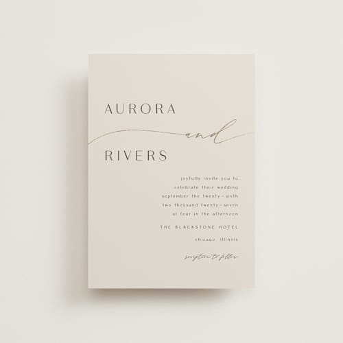 This is a smoke petite wedding invitations with foil pressed by Olivia Raufman called gathering printing on signature in petite