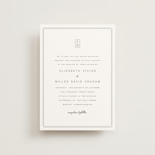 This is a salt petite wedding invitations with standard by Amy Kross called stripe bevel printing on signature in petite