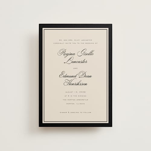 This is a raven petite wedding invitations with standard by chocomocacino called krytharaki printing on signature in petite