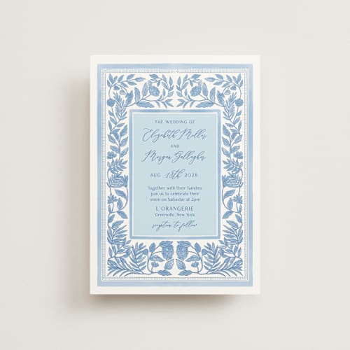 This is a porcelain petite wedding invitations with standard by Elly called porcelain floral printing on signature in petite