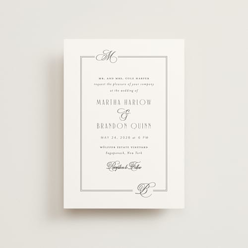 This is a tuxedo petite wedding invitations with standard by Nicoletta Savod called black tie elegance printing on signature in petite