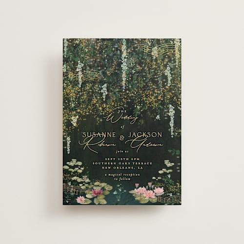 This is a mystic petite wedding invitations with standard by Phrosné Barwood called new orleans from disney's princess and the frog printing on signature in petite