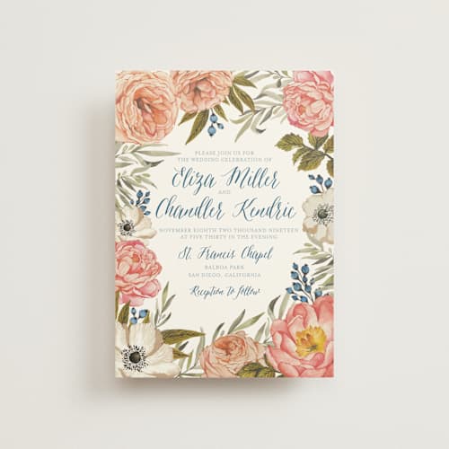This is a garden rose petite wedding invitations with standard by Wildfield Paper Co called garden rose printing on signature in petite
