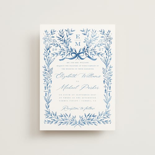 This is a cobalt petite wedding invitations with standard by Petra Kern called royal printing on signature in petite