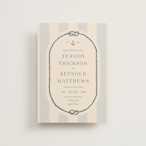 This is a sea breeze petite wedding invitations with standard by Rebecca Durflinger called nautical nuptials printing on signature in petite