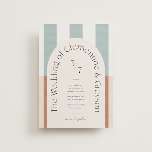 This is a almond petite wedding invitations with standard by Blustery August called trois printing on signature in petite