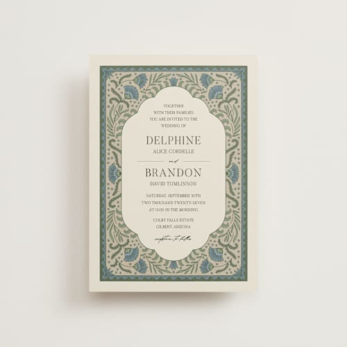 This is a robin's egg petite wedding invitations with standard by Jen Owens called century printing on signature in petite